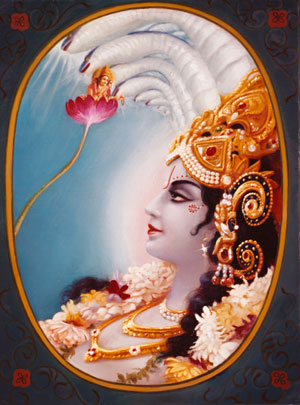 Lord Vishnu reclining on Sesha Naga