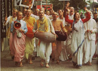 chanting Hare Krishna in the streets of Sweden