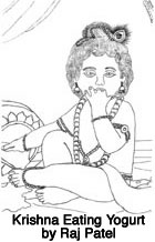 Krishna Eating Yogurt by Raj Patel
