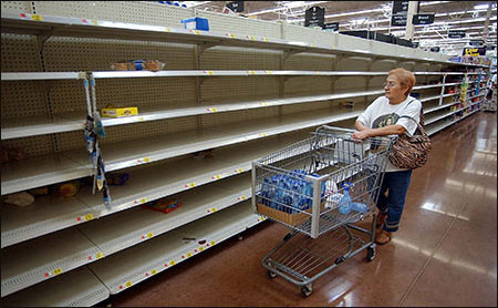 empty supermarket shelves