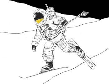 skiing on the moon