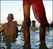 sadhus bathing